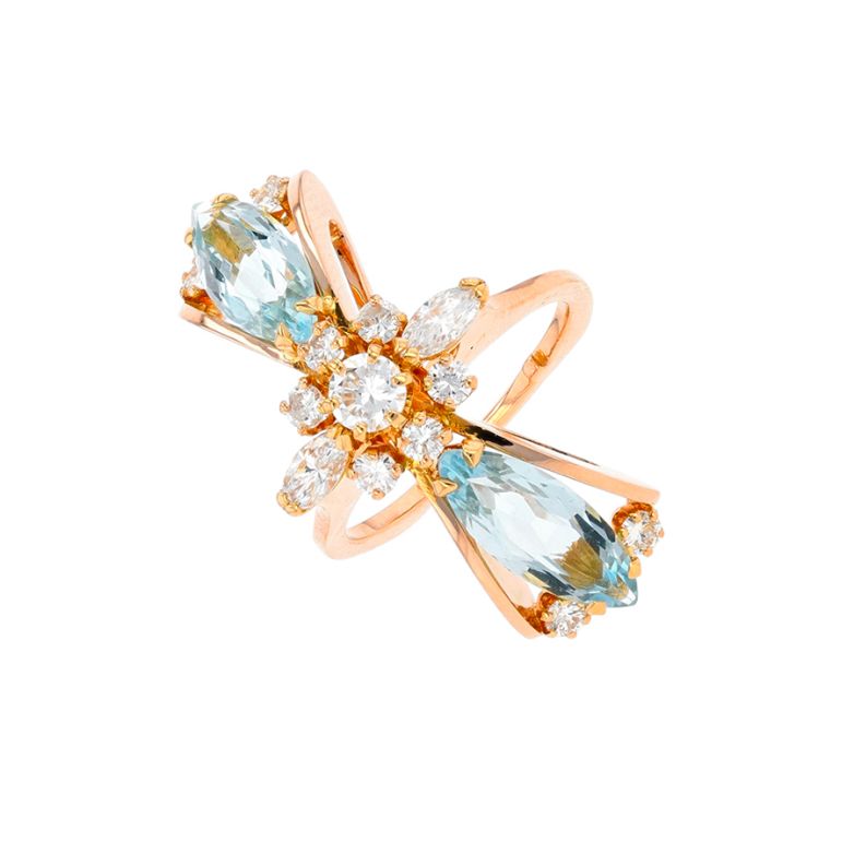 Bague aigue-marine 1.82 carat et diamants 0.93 carat or jaune 8.13g Comme neuf -  reconditionné disponible sur Gemme Les Bijoux